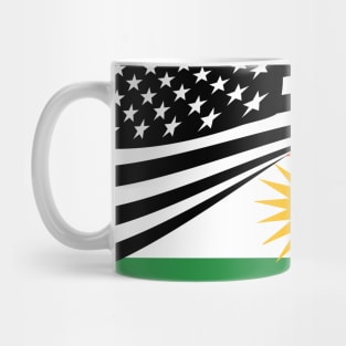 Kurdish Flag and American Flag Together Mug